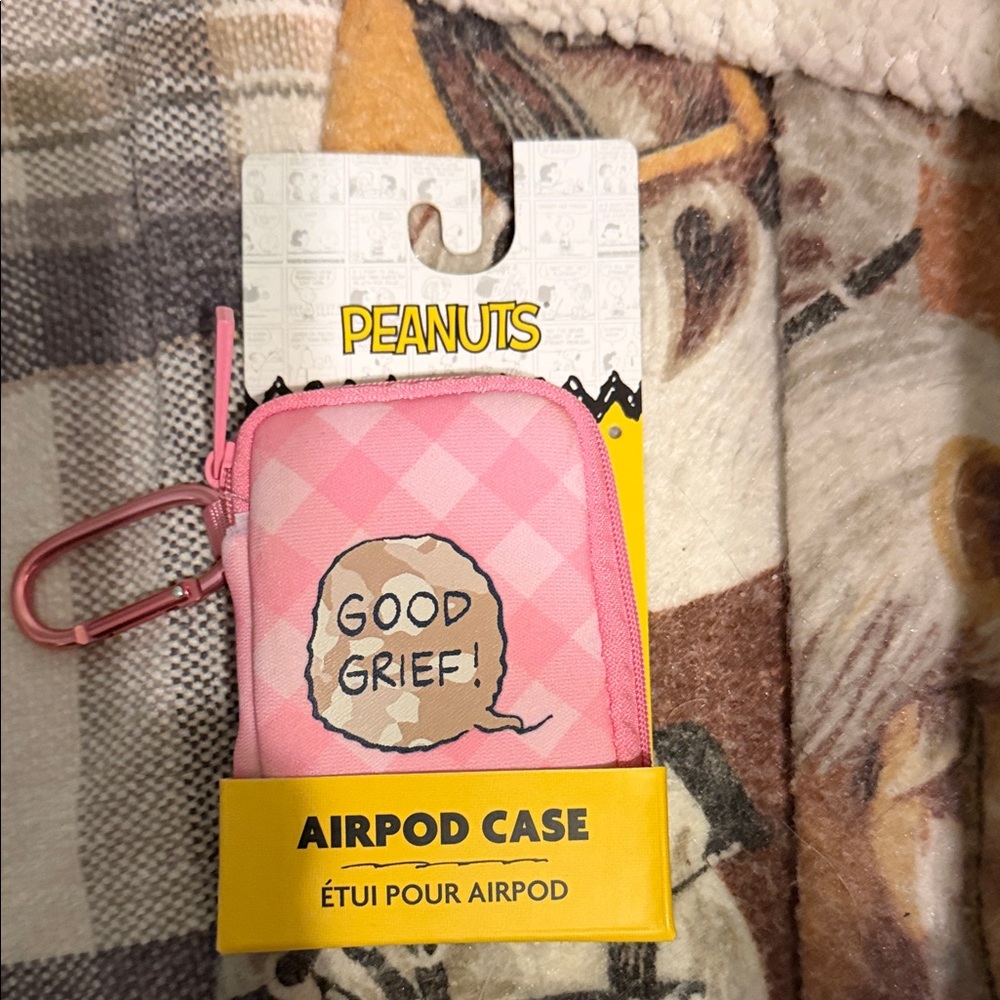 Peanuts Pink Checkered AirPod Case